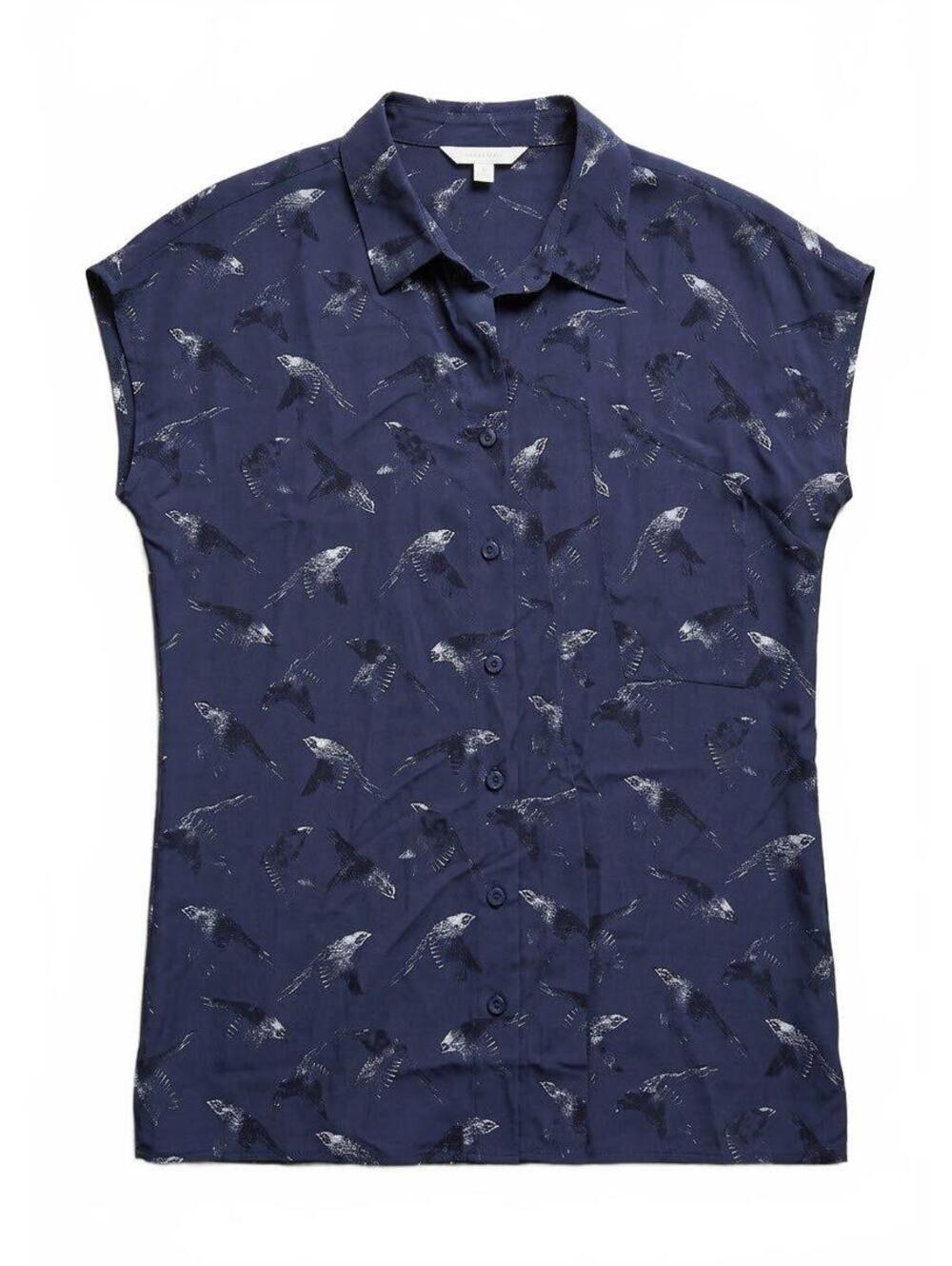 Rebecca Taylor Women's Blue Animal Print Blouse 4 - p2p 21